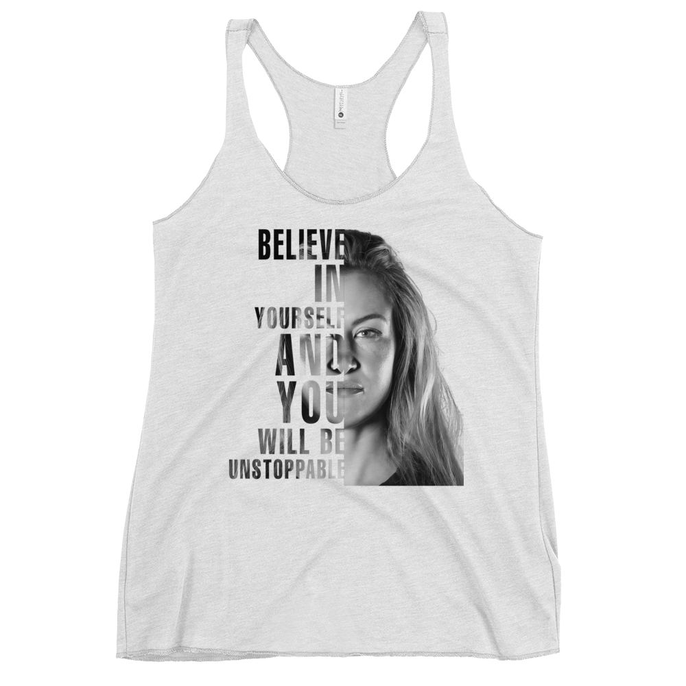 Miesha Tate Believe Women's Racerback Tank – Lightweight, Form‑Fit, Raw‑Edge Top