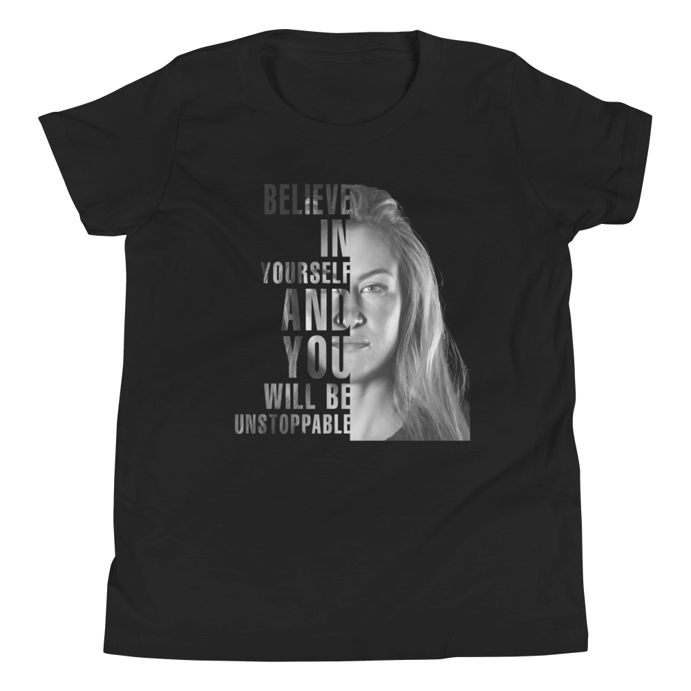 Miesha Tate "Believe" Youth Short Sleeve T-Shirt – Soft Pre‑Shrunk Cotton Tee for Kids