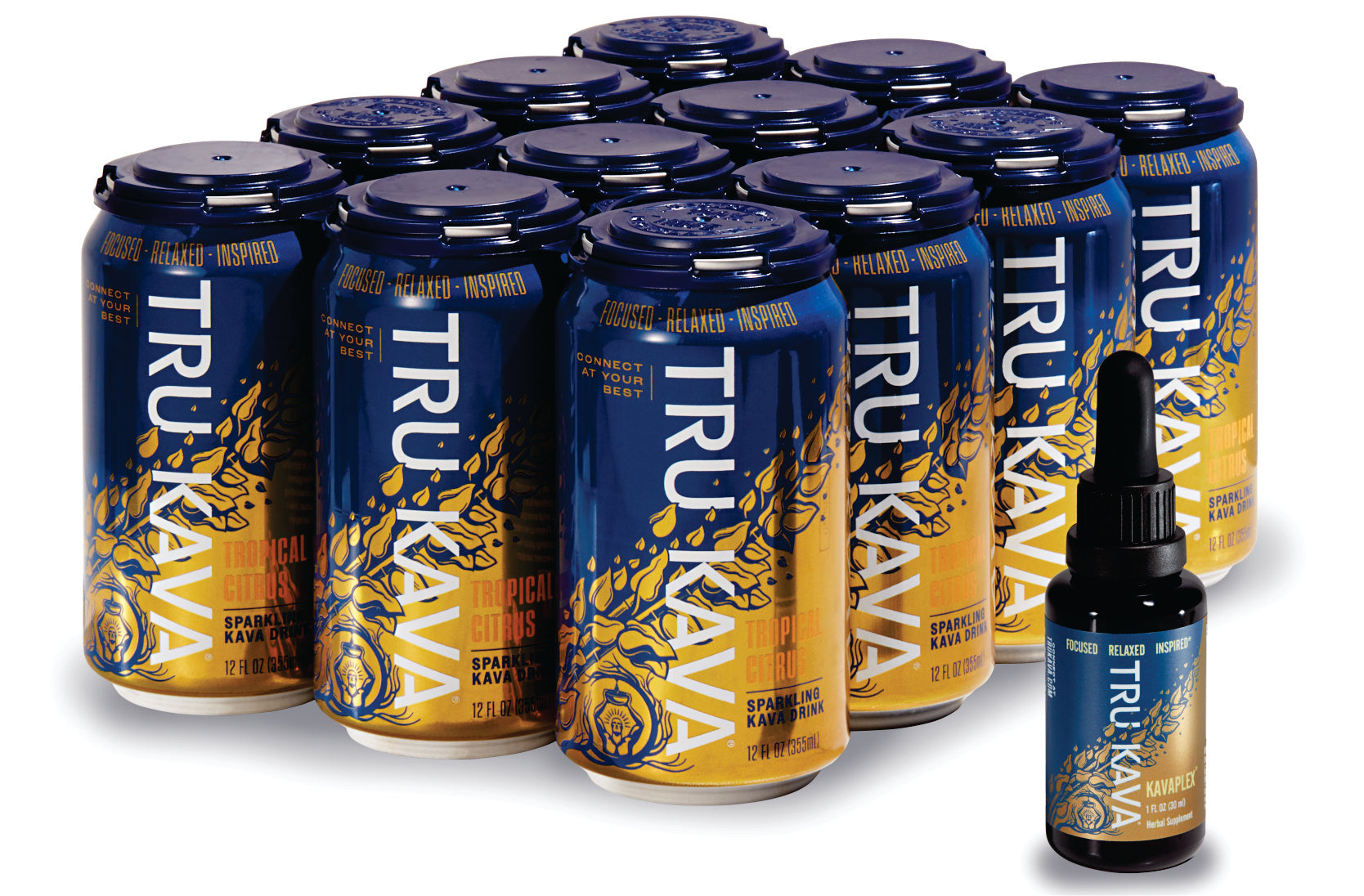 Tropical Kava Drink & KAVAPLEX Oil Bundle – Premium 12oz Tropical Citrus Beverage + 1ml Food‑Grade Kava Oil – 65‑75mg Kavalactones
