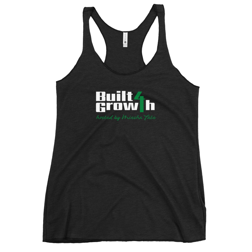 Built 4 Growth Women’s Racerback Tank – Lightweight 50% Polyester, 25% Cotton, 25% Rayon – Raw Edge Seam